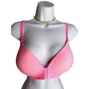 Victorias Secret Pink Striped No-Wire Bra 38C